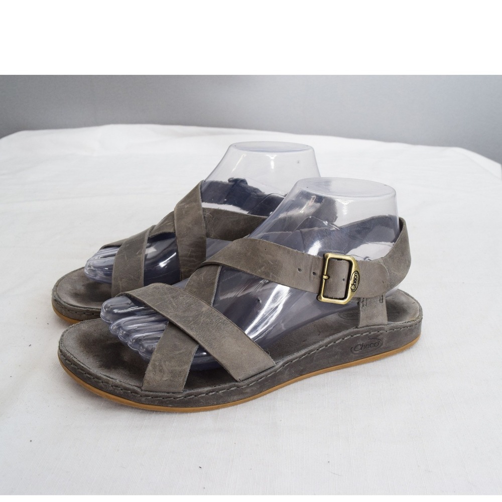 Chaco Wayfarer Sandals 8 Grey Leather Strappy Women J106572 Outdoor Gorpcore